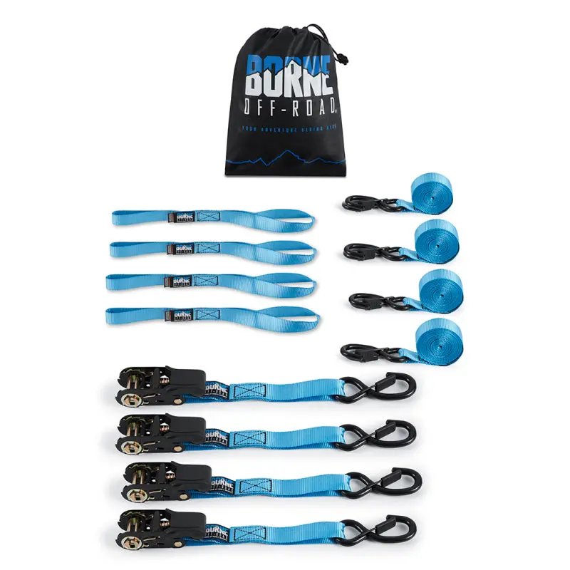 Borne Off-Road Medium-Duty Ratchet Tie-Down Kit (4-Pack) Blue 1