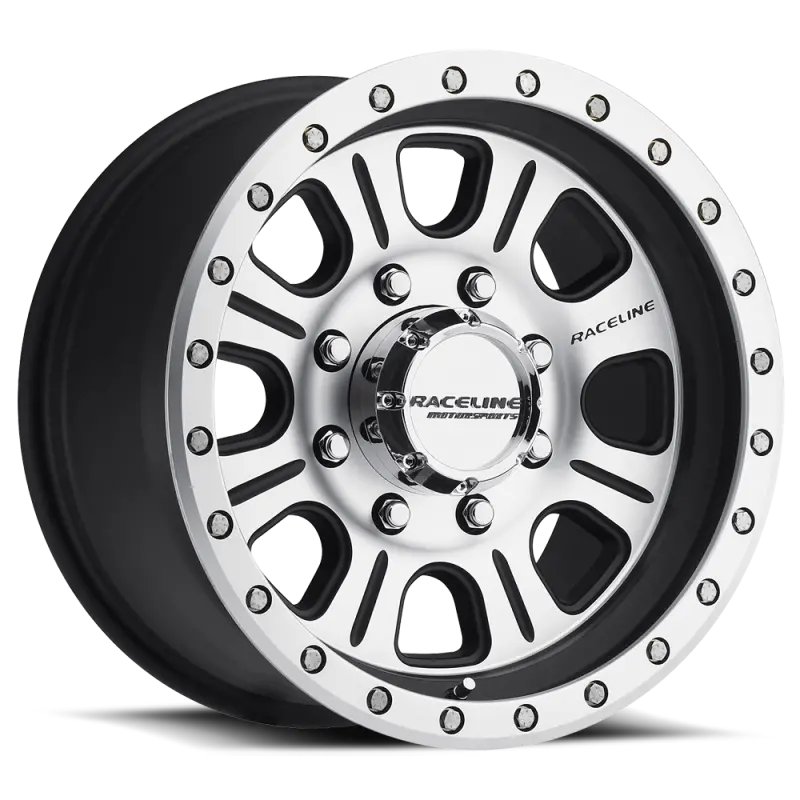 Raceline 928M Monster 17X9in / 6X139.7 Bp / -12Mm Offset / 107.95Mm Bore - Black & Machined Wheel 1