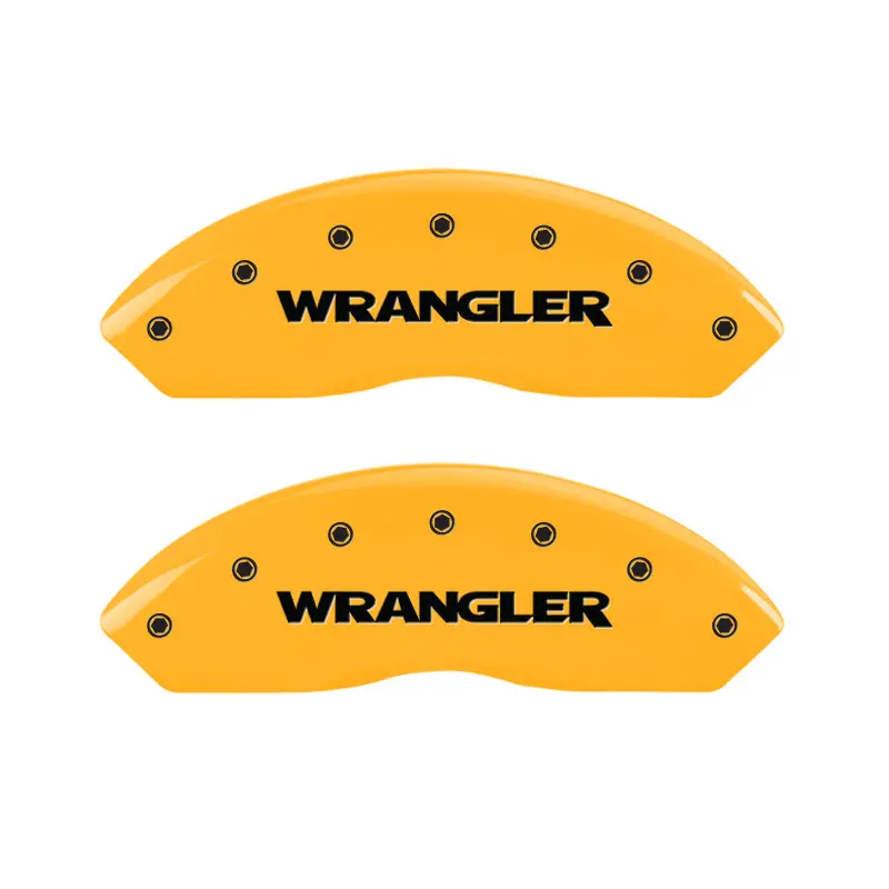 Mgp 4 Caliper Covers Engraved Front & Rear Wrangler Yellow Finish Black Ch 1