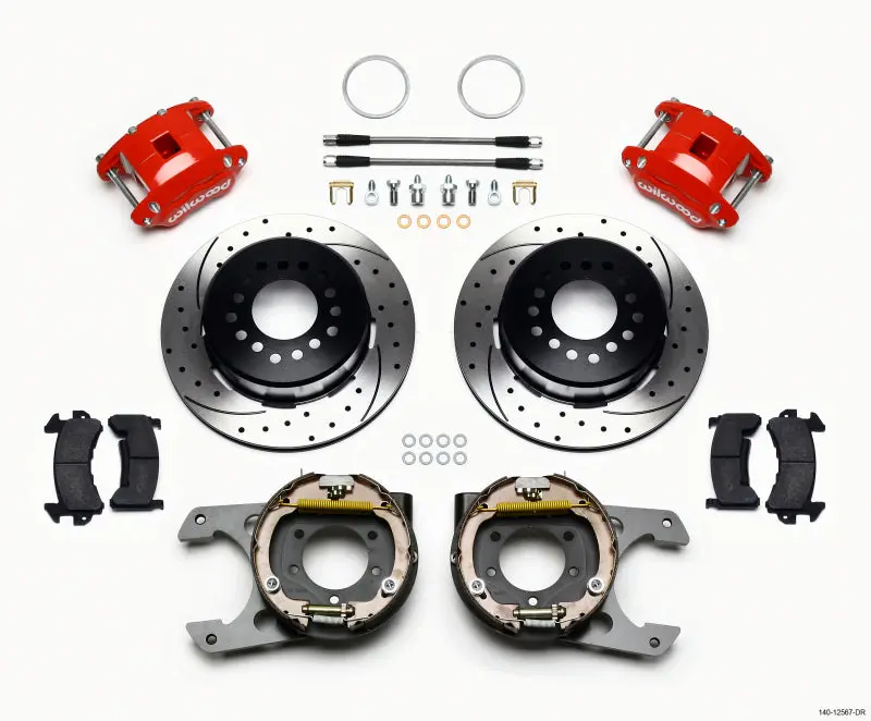 Wilwood D154 P/S P-B Kit Drilled-Red Jeep Dana 35 2.56 Off 5-Lug W/ Lines 1