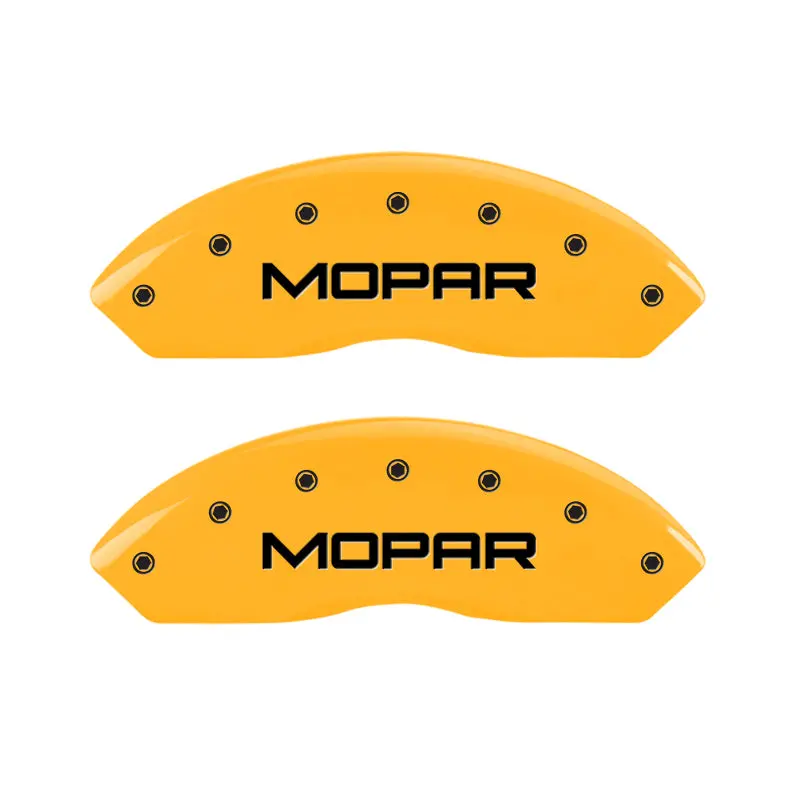 Mgp 4 Caliper Covers Engraved Front & Rear Mopar Yellow Finish Black Ch 1