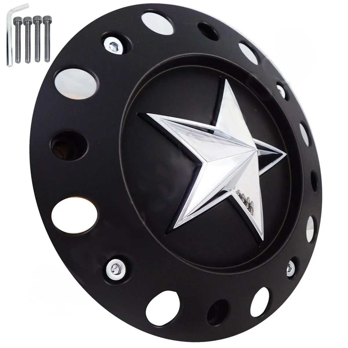 Kmc Xd 775 Rockstarr Alloy Wheels Flat Black Custom Wheel Center Cap # 1000775B (4 Caps) Tall 1