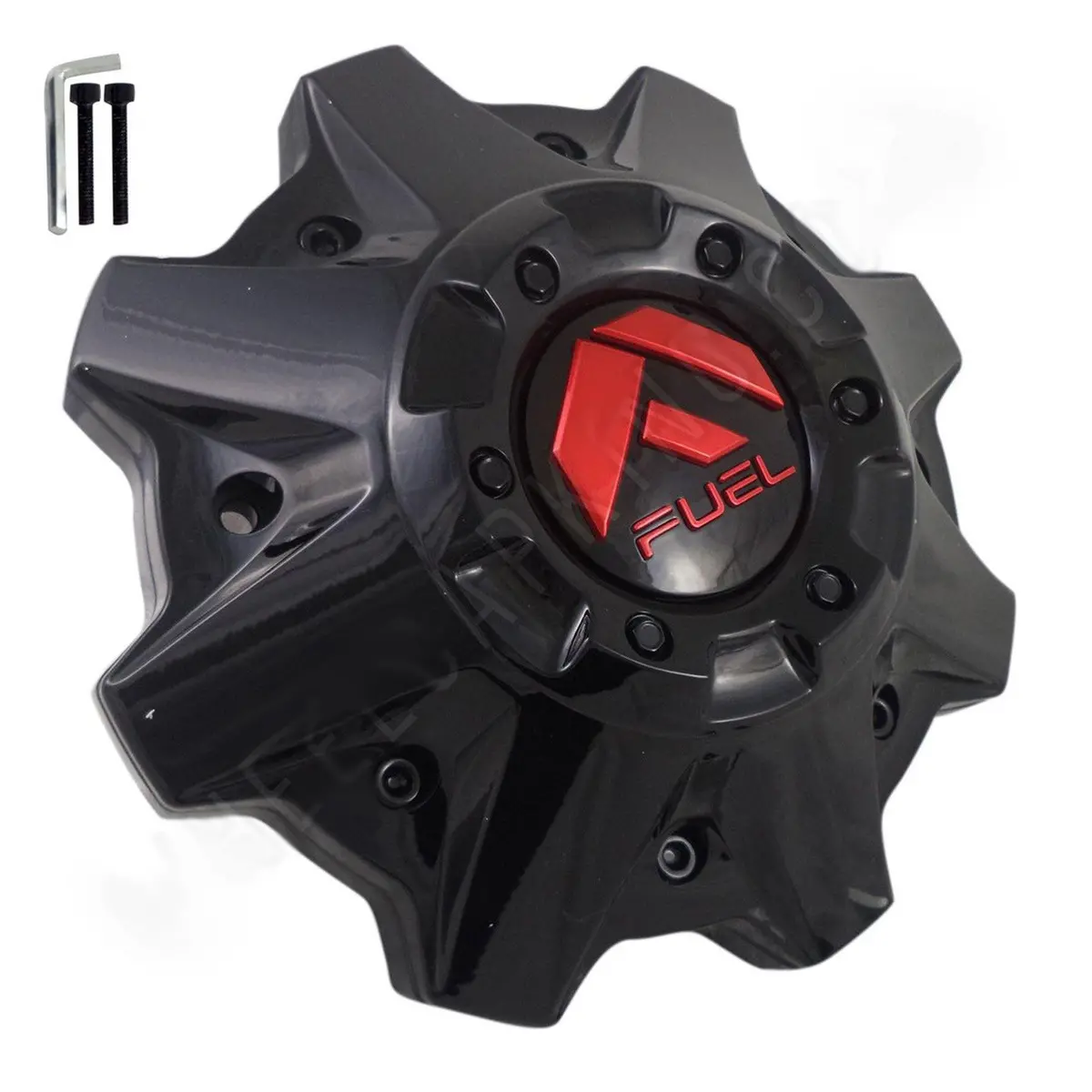 Fuel Offroad Wheel Gloss Black/Red Logo Wheel Center Cap 8 Lug # 1002-53Gbq / M-698 (4 Caps) New 1