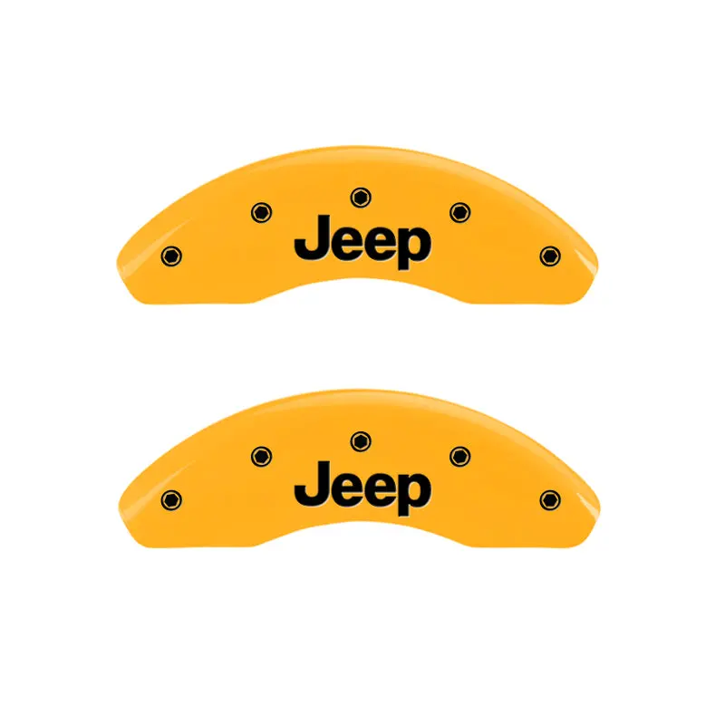 Mgp 4 Caliper Covers Engraved Front & Rear Jeep Yellow Finish Black Ch 1