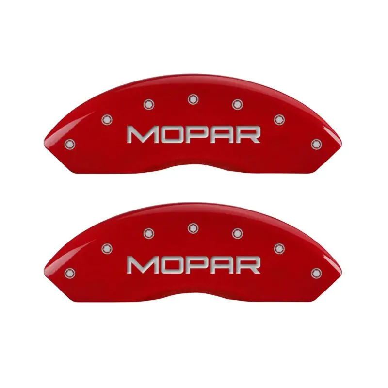 Mgp 4 Caliper Covers Engraved Front & Rear Mopar Red Finish Silver Ch 1