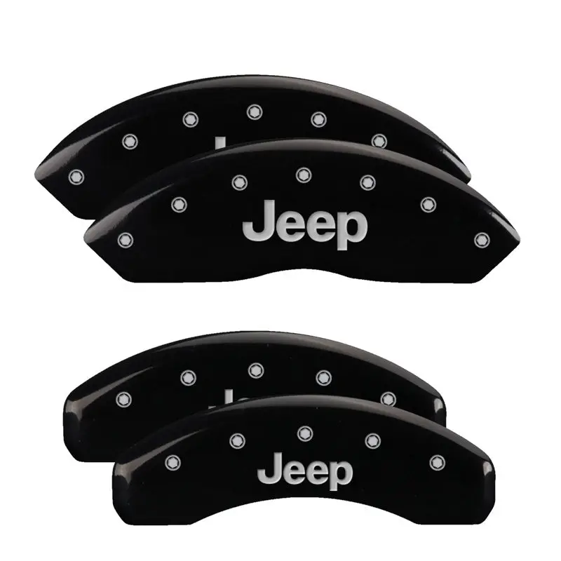 Mgp 4 Caliper Covers Engraved Front & Rear Jeep Black Finish Silver Char 2018 Jeep Wrangler 1
