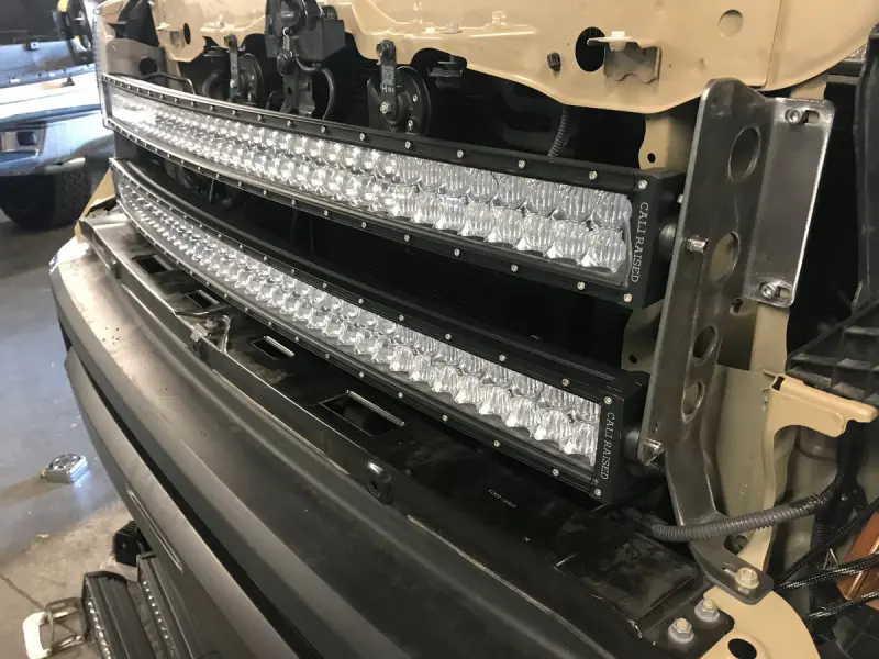 Cali Raised 14-21 Toyota Tundra 42 Hidden Grille Curved Led Light Bar Brackets Kit - Combo Beam/Led 1
