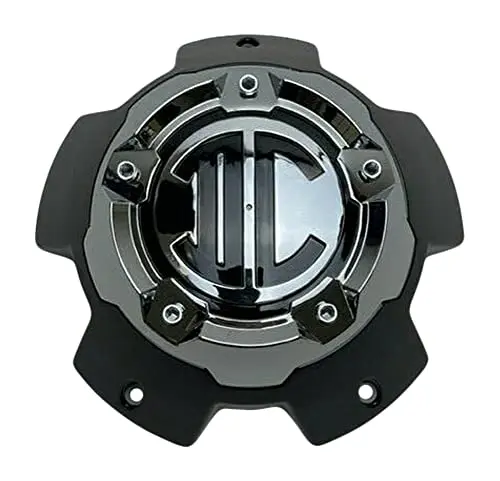 2 Crave Matte Black Chrome Top 5 Lug Wheel Center Cap Nx-5H-D Nx-5H-D-Up 1