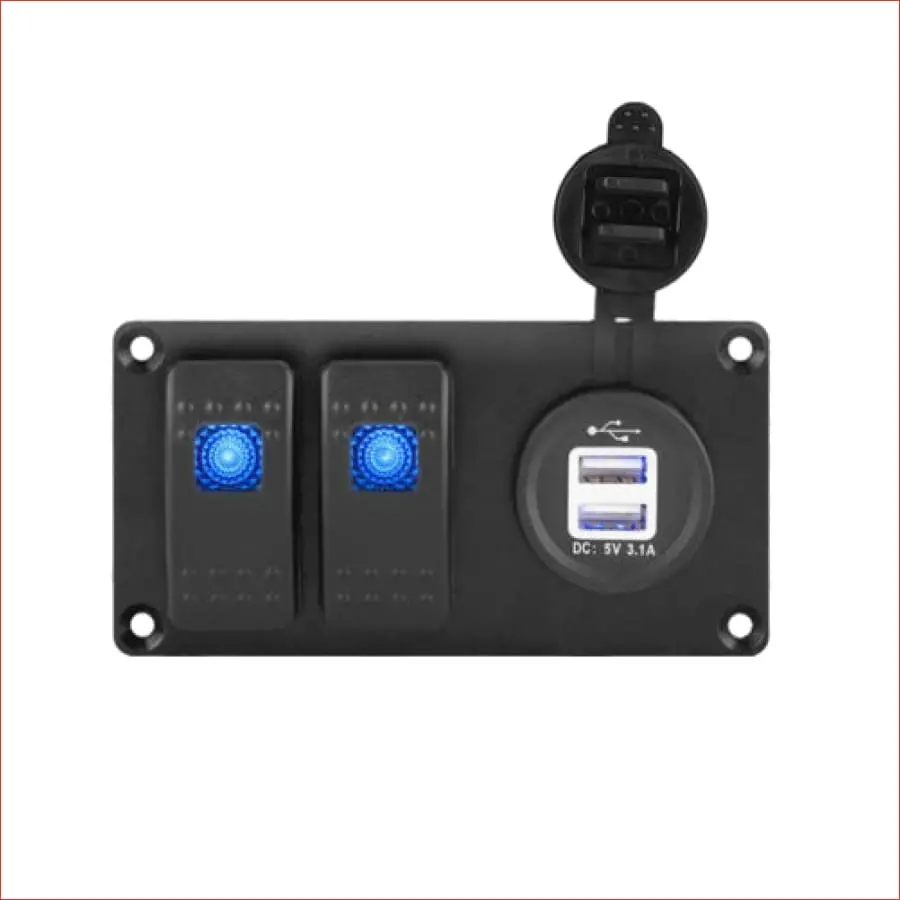 2 Gang Rocker Switch Panel W/ Usb Charger 1
