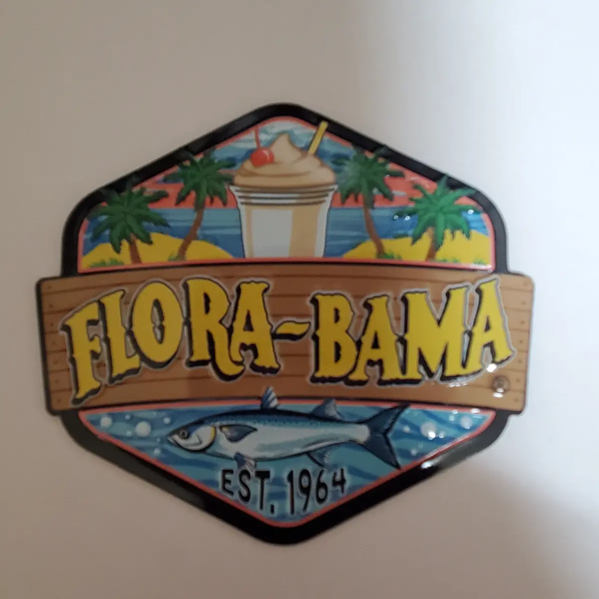 Flora-Bama Metal Badge Magnet 1