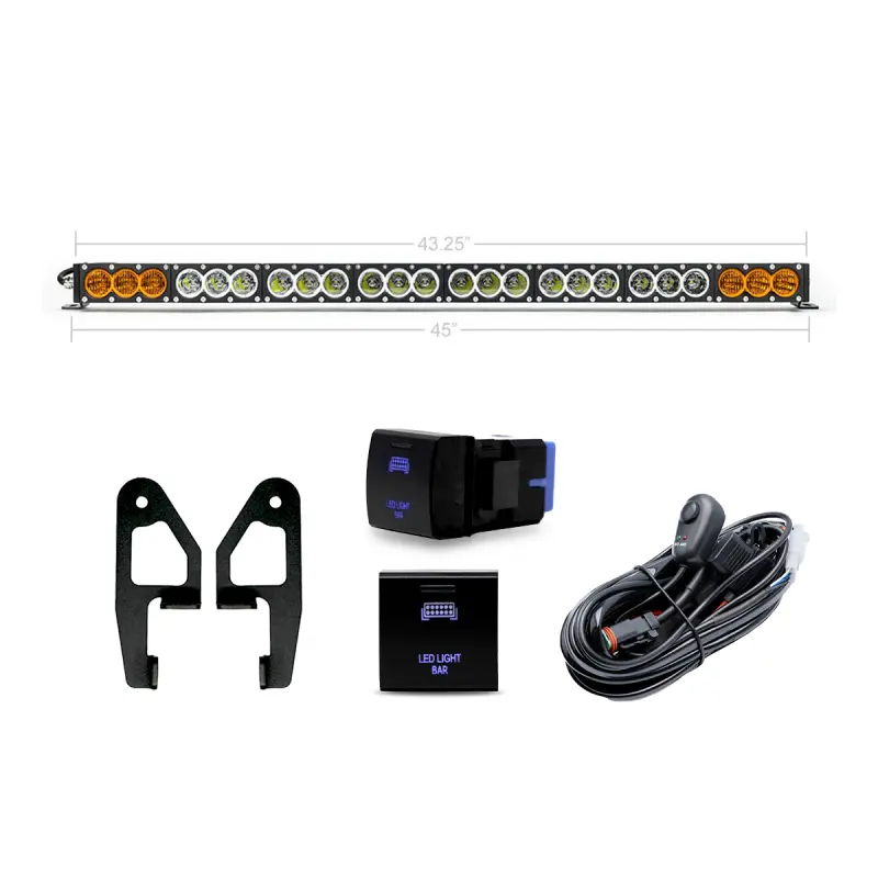 Cali Raised 2024+ Toyota Tacoma Premium Roof Rack Front Light Bar Kit - 43 In Dual Function W/ Oem 1
