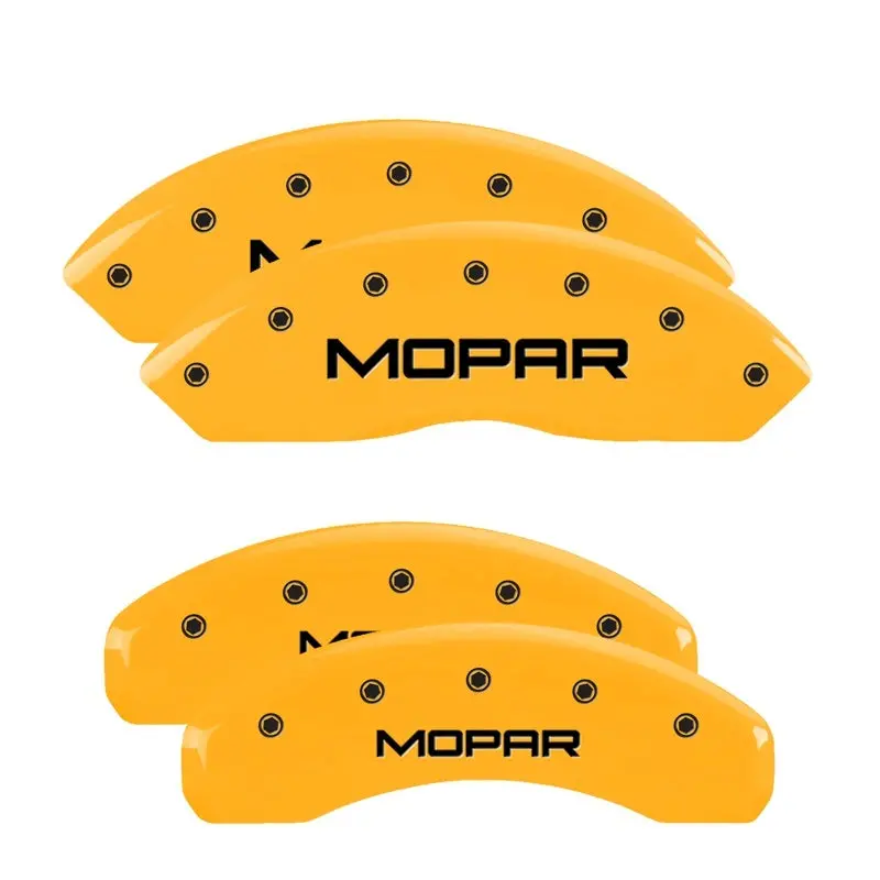 Mgp 4 Caliper Covers Engraved Front & Rear Mopar Yellow Finish Black Char 2018 Jeep Wrangler 1
