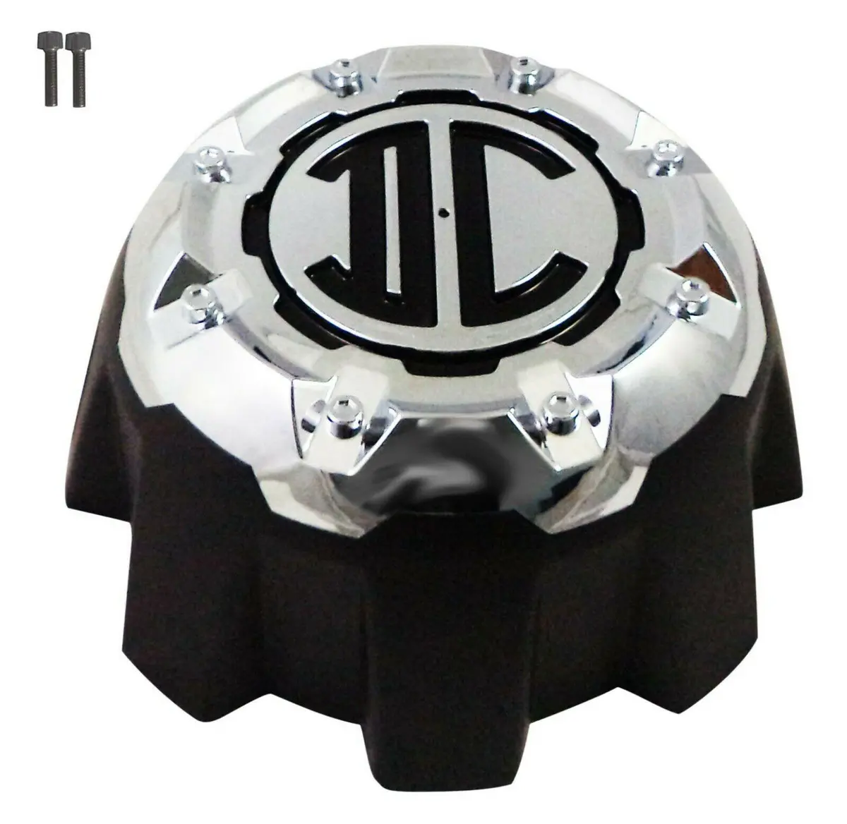 2 Crave Wheels Chrome / Black Custom Wheel Center Cap 8-Lug (4 Caps) W/Screws 1