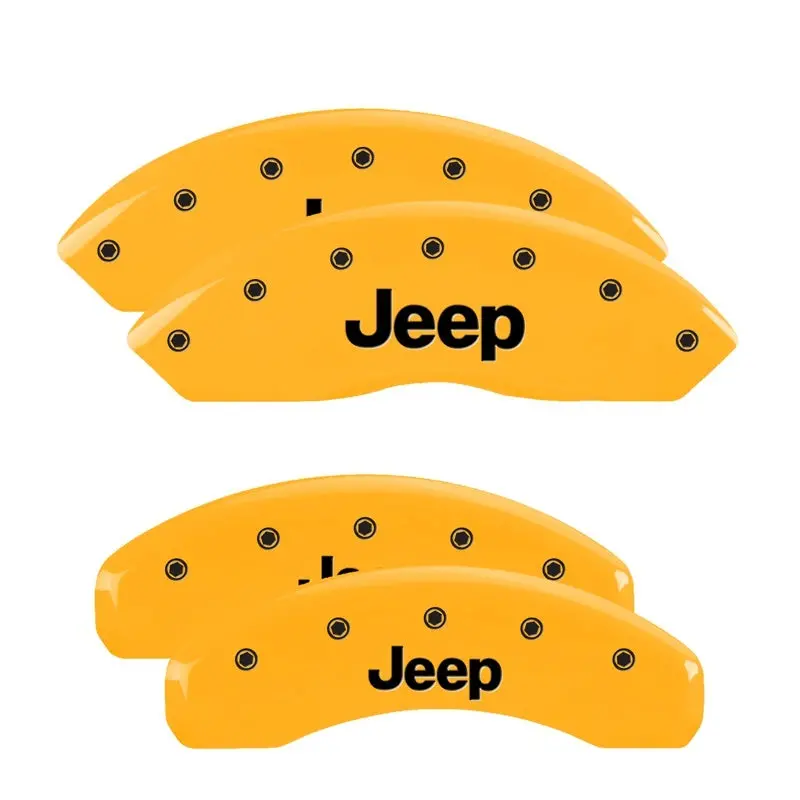 Mgp 4 Caliper Covers Engraved Front & Rear Jeep Yellow Finish Black Char 2018 Jeep Wrangler 1