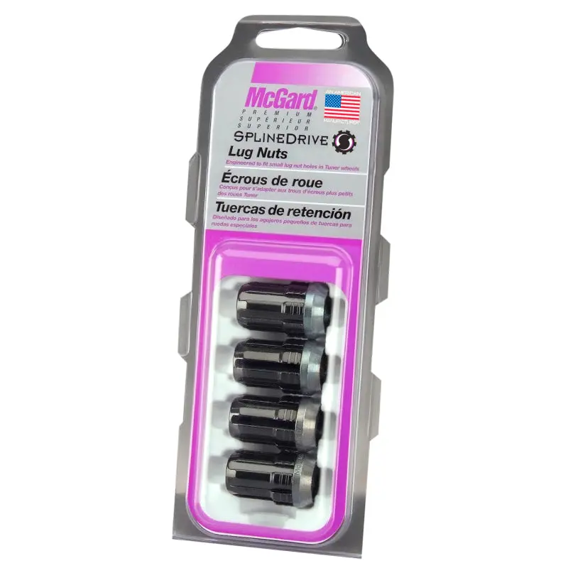 Mcgard Splinedrive Lug Nut (Cone Seat) M12x1.5 / 1.24In. Length (4-Pack) - Black (Req. Tool) 1