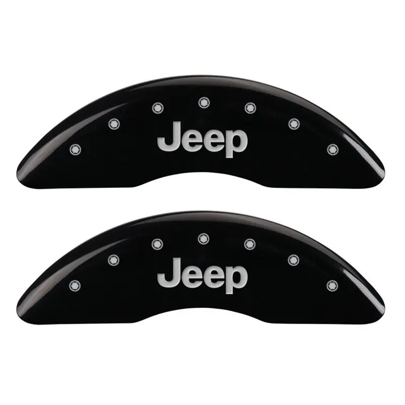 Mgp 4 Caliper Covers Engraved Front & Rear Jeep Black Finish Silver Ch 1