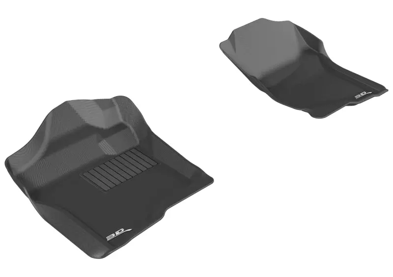 3D Maxpider 2007-2013 Chevrolet Silverado Extended/Crew Cab Kagu 1St Row Floormat - Black 1