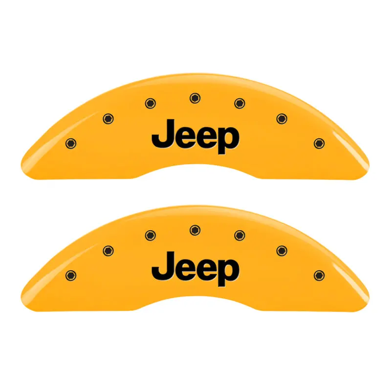 Mgp 4 Caliper Covers Engraved Front Jeep Engraved Rear Jeep Grill Logo Yellow Finish Black Ch 1