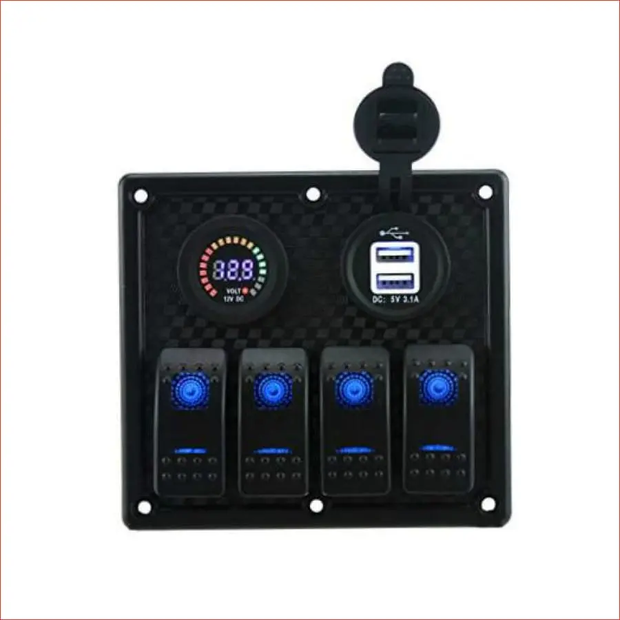 4 Gang Rocker Switch Panel W/ Usb Charger 1