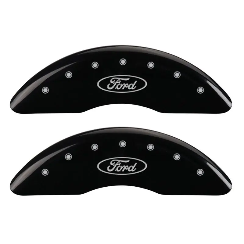 Mgp 4 Caliper Covers Engraved Front & Rear Oval Logo/Ford Black Finish Silver Ch 1