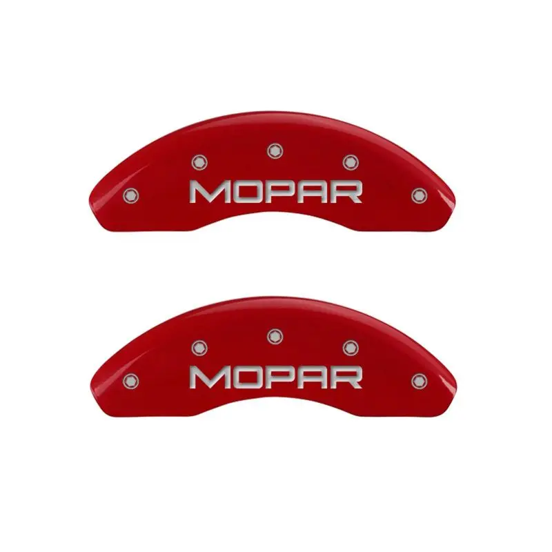Mgp 4 Caliper Covers Engraved Front & Rear Mopar Red Finish Silver Ch 1