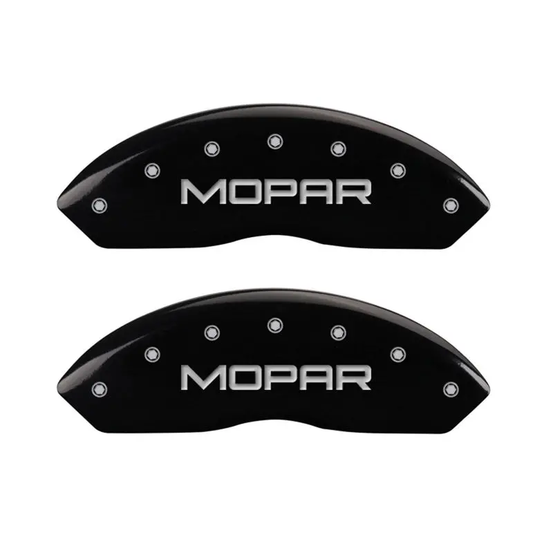 Mgp Front Set 2 Caliper Covers Engraved Front Mopar Black Finish Silver Ch 1