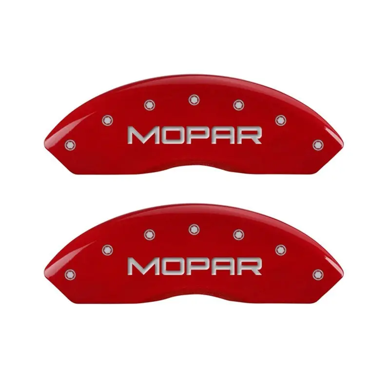 Mgp Front Set 2 Caliper Covers Engraved Front Mopar Red Finish Silver Ch 1