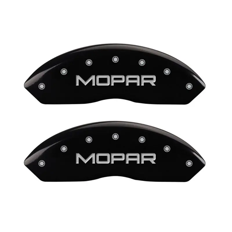 Mgp 4 Caliper Covers Engraved Front & Rear Mopar Black Finish Silver Ch 1