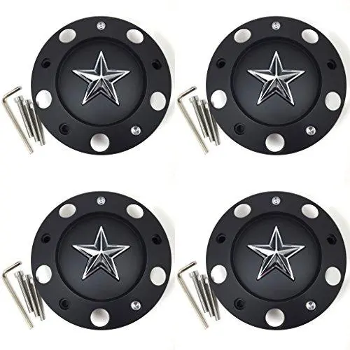 4X Kmc Xd Series Matte Black Wheel Center Hub Caps 6"Od Bolt-On For 5X115 5X120 5X4.5 5X114.3 5X100 5X112 4X4.5 4X114.3 4X100 5X4.25 5X108 Km775 Rockstar 1