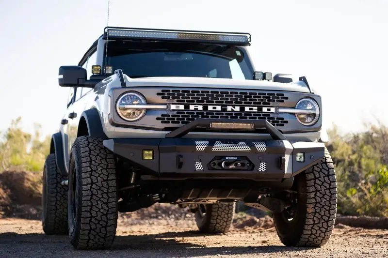Dv8 Offroad 2021+ Ford Bronco Front Bumper Winch Capable W/ Optional Bull Bar/Aux Light Opening 2