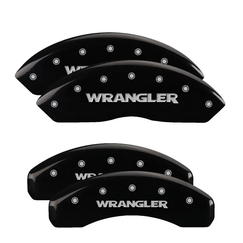 Mgp 4 Caliper Covers Engraved Front & Rear Wrangler Black Finish Silver Char 2018 Jeep Wrangler 1