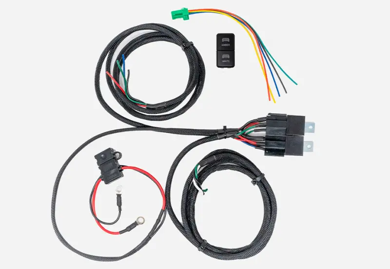 Cali Raised Wiring Harness For Dual Function Light Bar - Short Switch 1