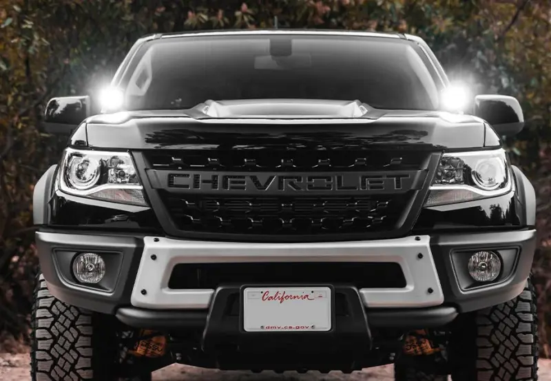 Cali Raised 15-22 Chevy Colorado Low Profile Ditch Light Brackets Kit - 2 3.5 Inch Round Cannon Pod 1