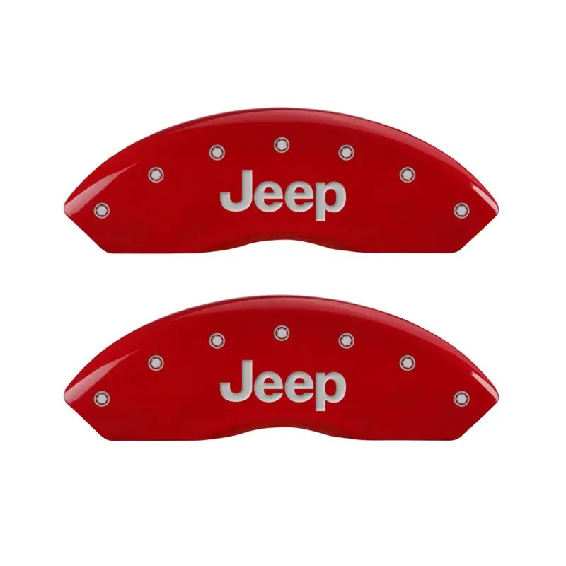 Mgp 4 Caliper Covers Engraved Front & Rear Jeep Red Finish Silver Ch 1