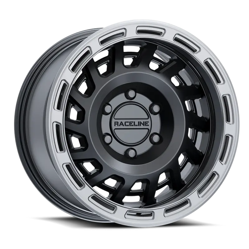 Raceline 957Bs Halo 17X8.5In / 5X127 Bp / 0Mm Offset / 78.1Mm Bore - Black & Silver Lip Wheel 1