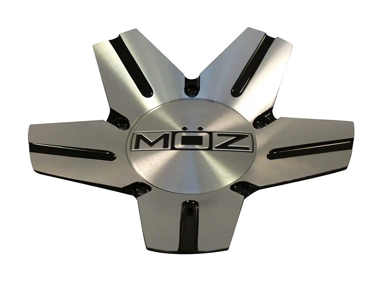 Moz Wheels 938-Al-Cap Silver / Black Metal Custom Wheel Center Caps (1 Cap) 1