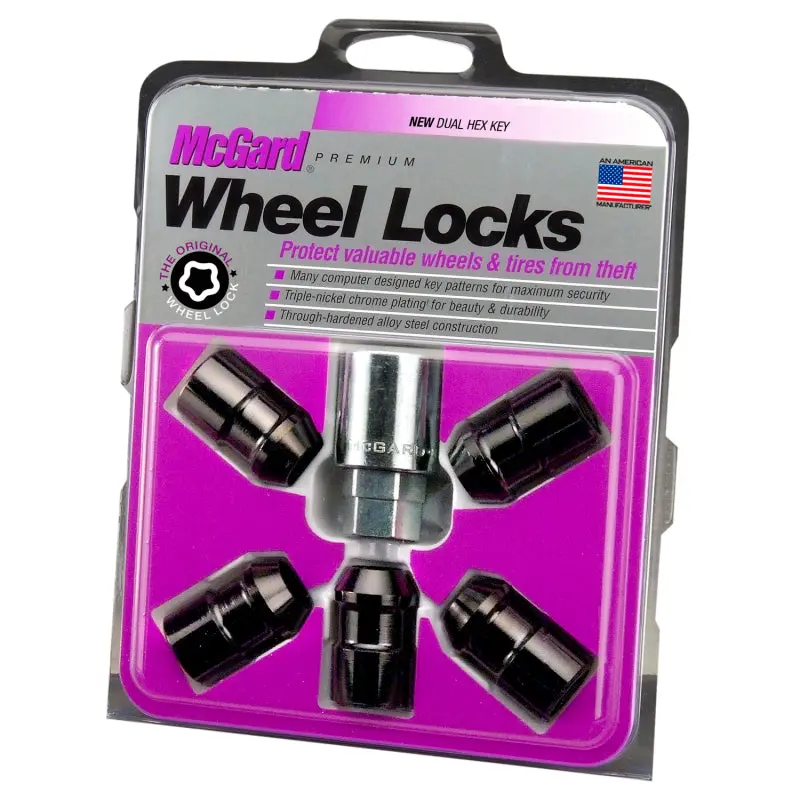 Mcgard Wheel Lock Nut Set - 5Pk. (Cone Seat) 1/2-20 / 3/4 &13/16 Dual Hex / 1.46In. Length - Black 1