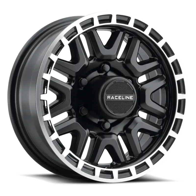 Raceline 953Bm Krank 15X5in / 5X114.3 Bp / 0Mm Offset / 3.19Mm Bore - Black & Machined Wheel 1