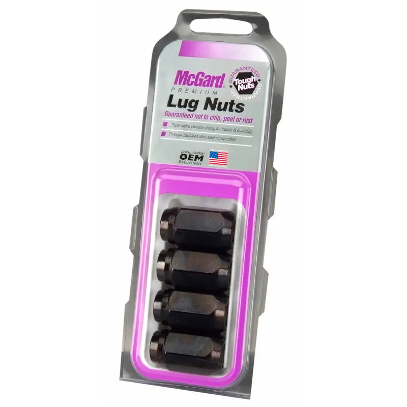 Mcgard Hex Lug Nut (Cone Seat) 1/2-20 / 13/16 Hex / 1.5In. Length (4-Pack) - Black 1