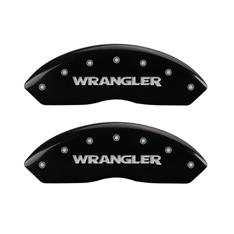 Mgp 4 Caliper Covers Engraved Front & Rear Wrangler Black Finish Silver Ch 1