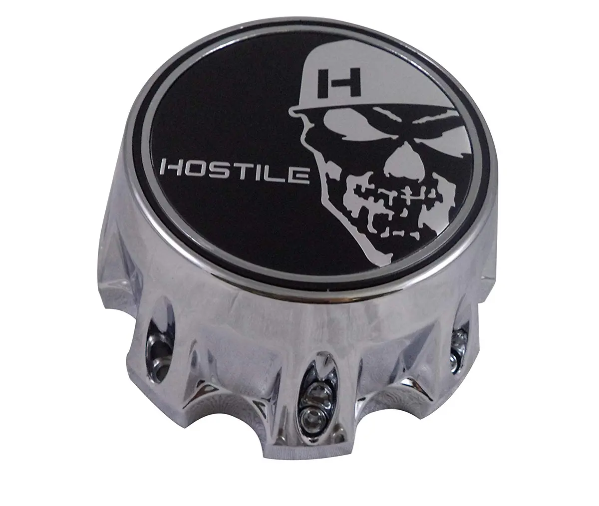 Hostile Wheels Chrome/Black Skull Logo Custom Center Cap # Hc-8004 (1 Cap) 1
