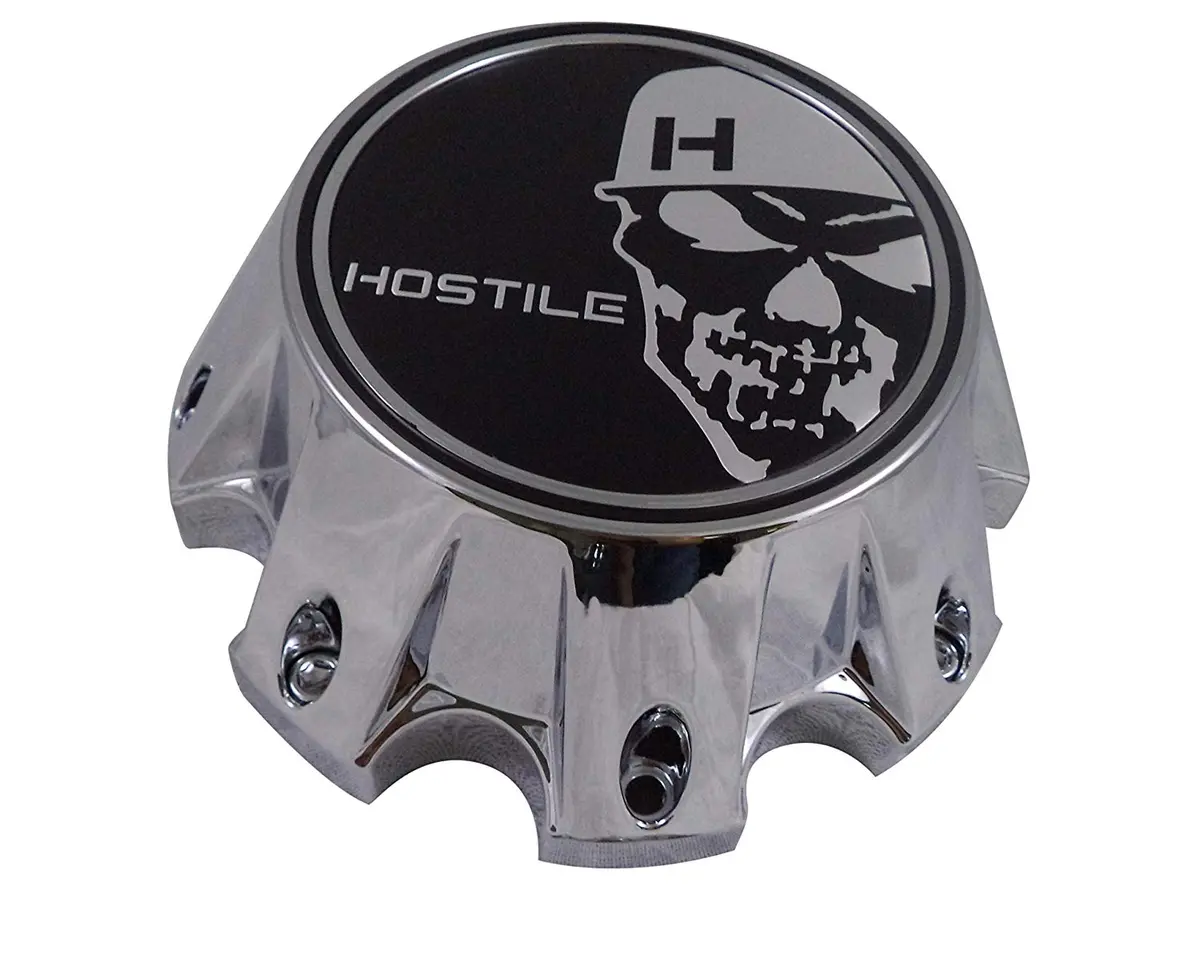 Hostile Wheels Chrome/Black Skull Logo Custom Center Cap # Hc-8006 (1 Cap) 1