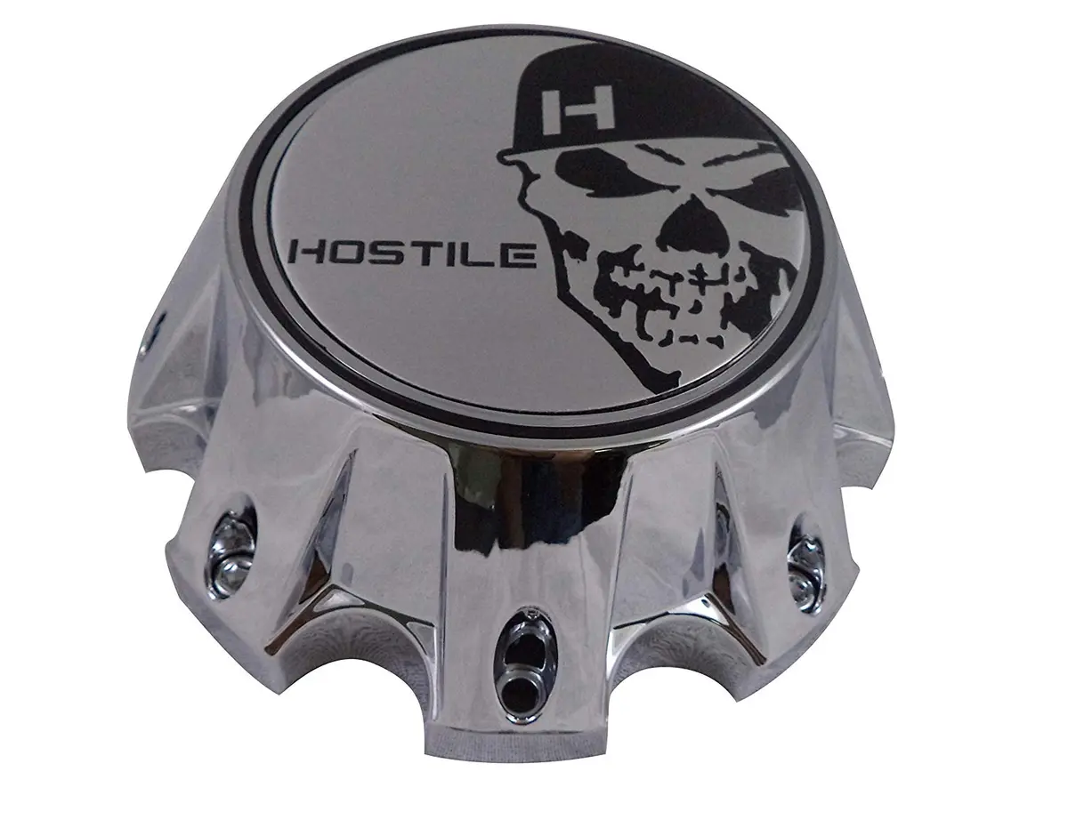 Hostile Wheels Chrome/Chrome Skull Logo Custom Center Cap # Hc-8006 (1 Cap) 1