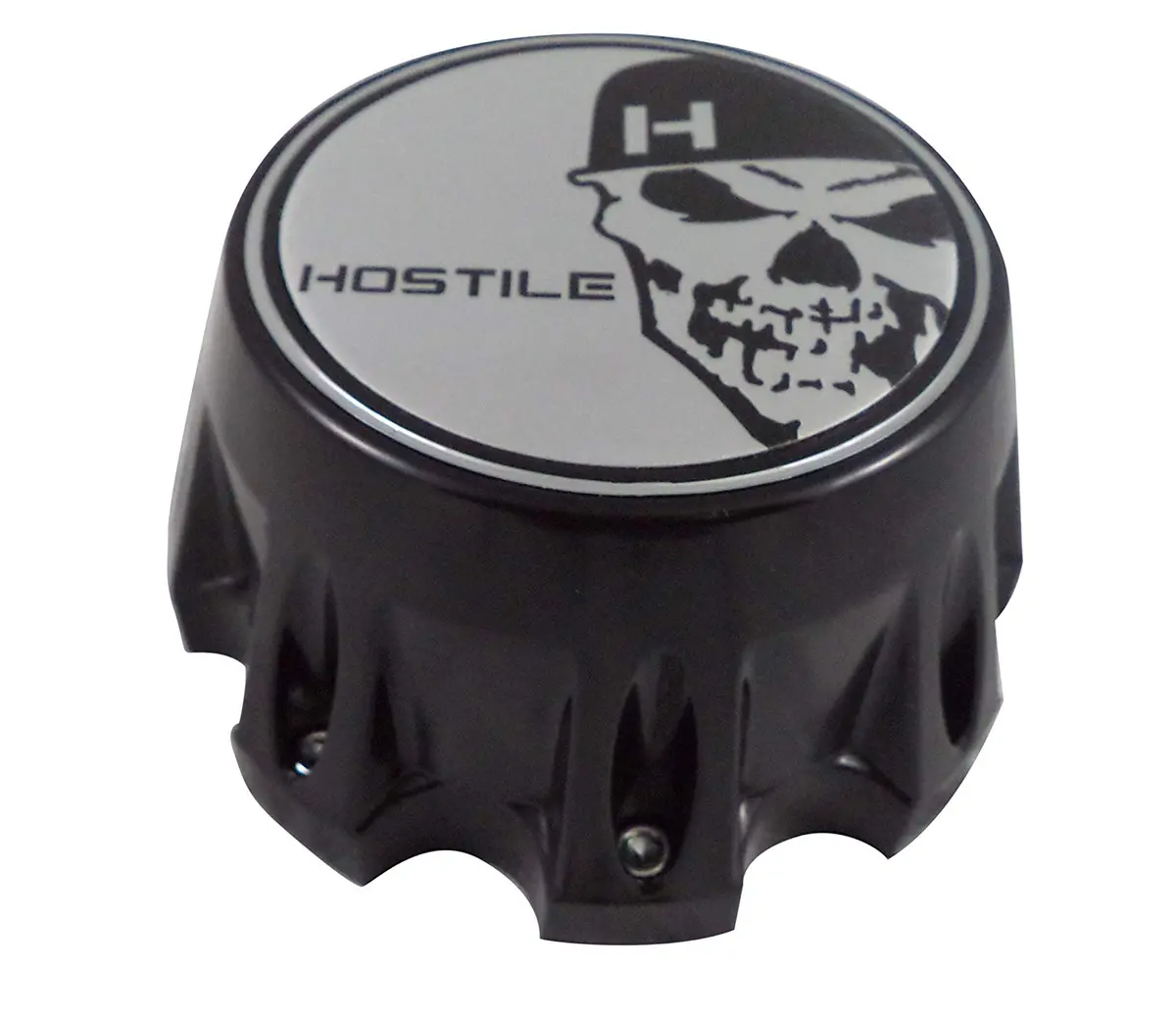 Hostile Wheels Gloss Black/Chrome Skull Logo Custom Center Cap # Hc-8004 (1) 1