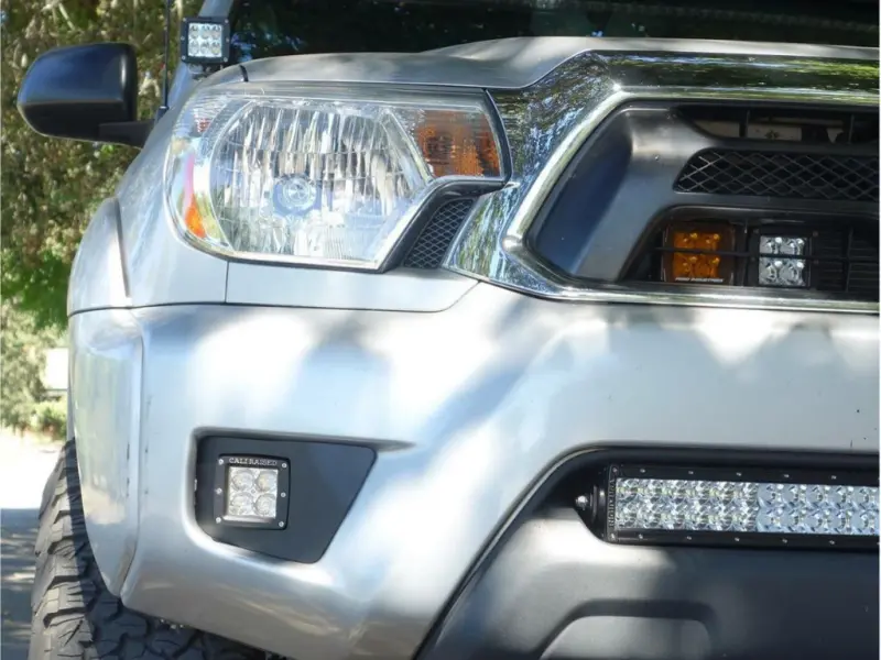 Cali Raised 2012-2015 Toyota Tacoma Fog Light Pod Replacements Brackets Kit - W/ 3X2 18 Amber Pods 1