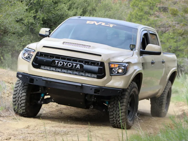 Cali Raised 14-21 Toyota Tundra 42 Hidden Grille Curved Led Light Bar Brackets Kit - No One Light B 1