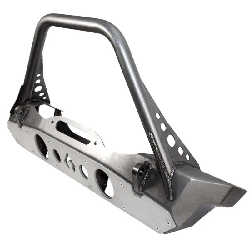 Artec Industries Jeep Jk Bare Steel Nighthawk Mid-Tube Stinger Front Bumper W/ Alum Skid Bare Steel 1