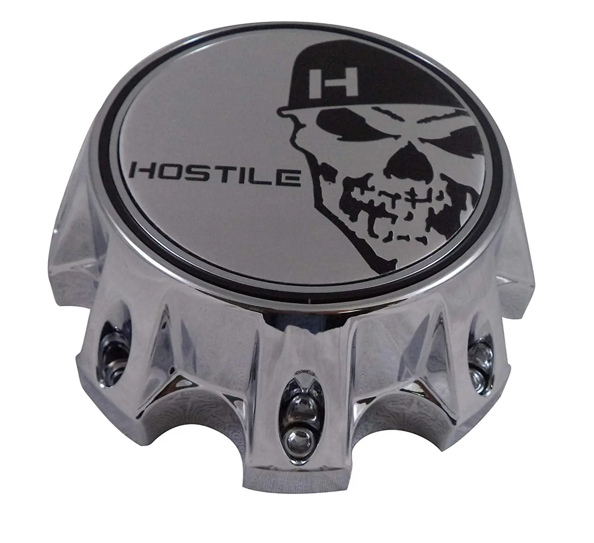 Hostile Wheels Chrome/Chrome Skull Logo Custom Center Cap # Hc-8003 (1 Cap) 1