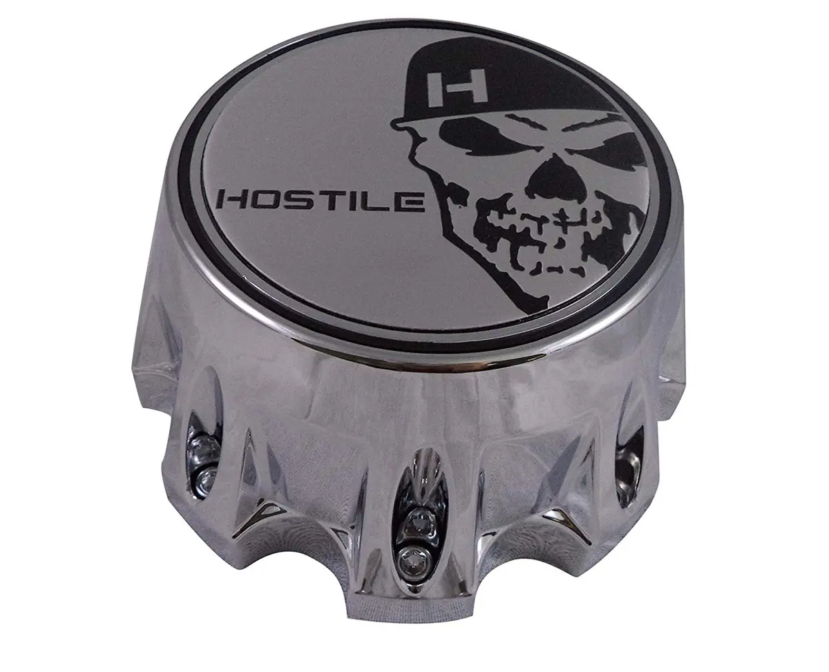 Hostile Wheels Chrome/Chrome Skull Logo Custom Center Cap # Hc-8004 (1 Cap) 1