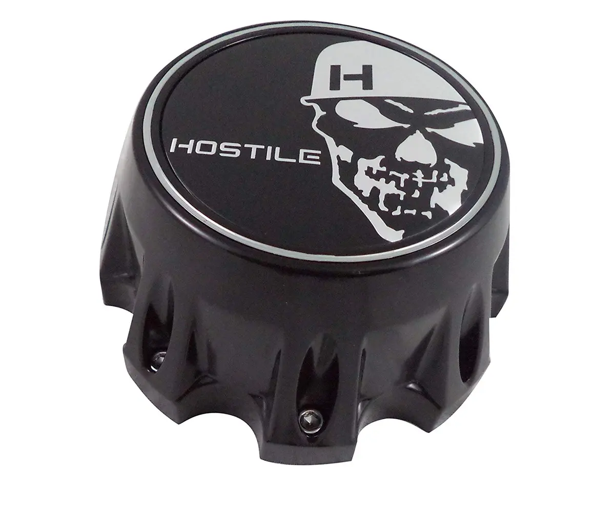 Hostile Wheels Satin Black/Black Skull Logo Custom Center Cap # Hc-8004 (1) 1